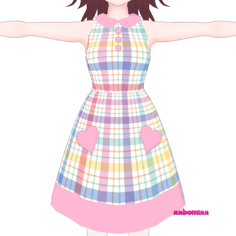 《 VRoid 》pink plaid dress