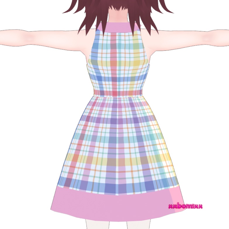 《 VRoid 》pink plaid dress