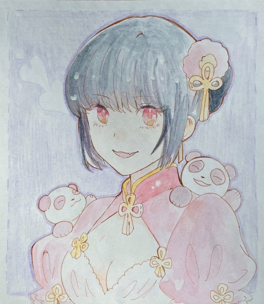 【原画ミニ色紙】チャイナの女の子