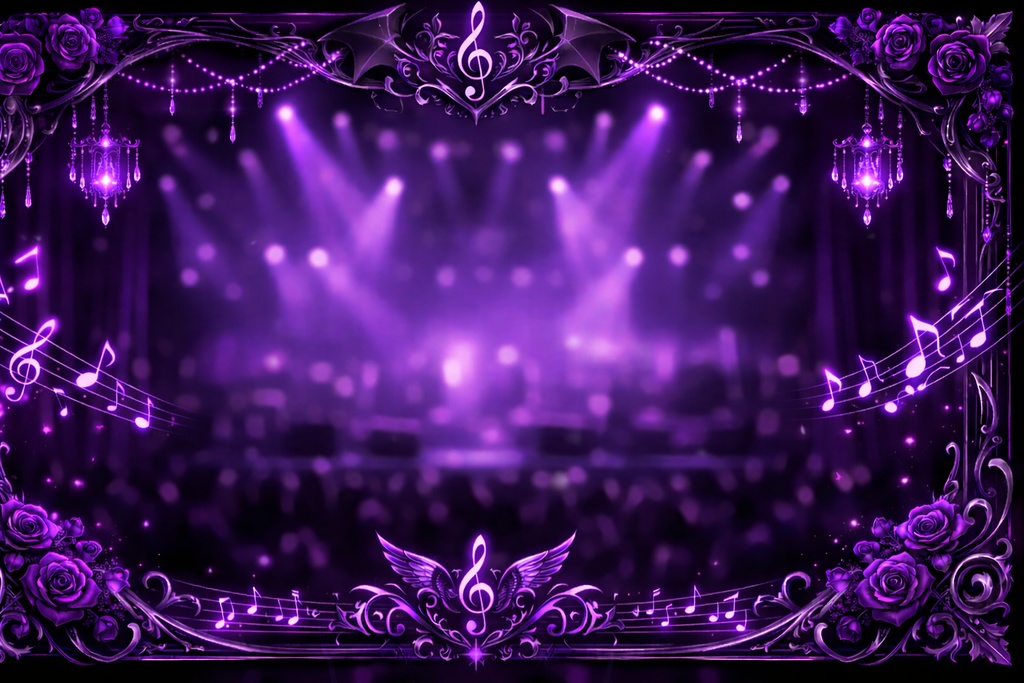 【配信用背景素材】ゴシック・ネオン紫（歌枠・雑談・セットリスト用）