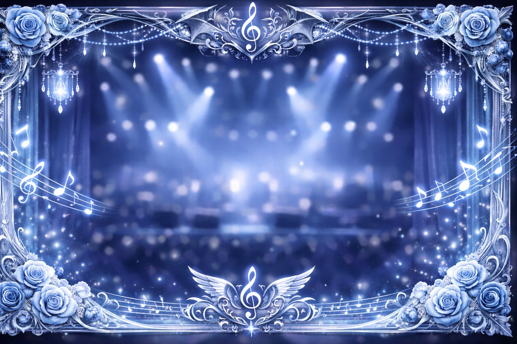 【配信用背景】ゴシック・ローズ：アイスブルー（歌枠・雑談）