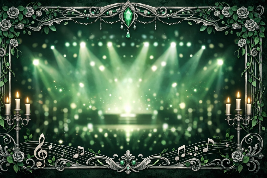 【配信用背景】ゴシック・ローズ：エメラルドグリーン（歌枠・雑談）