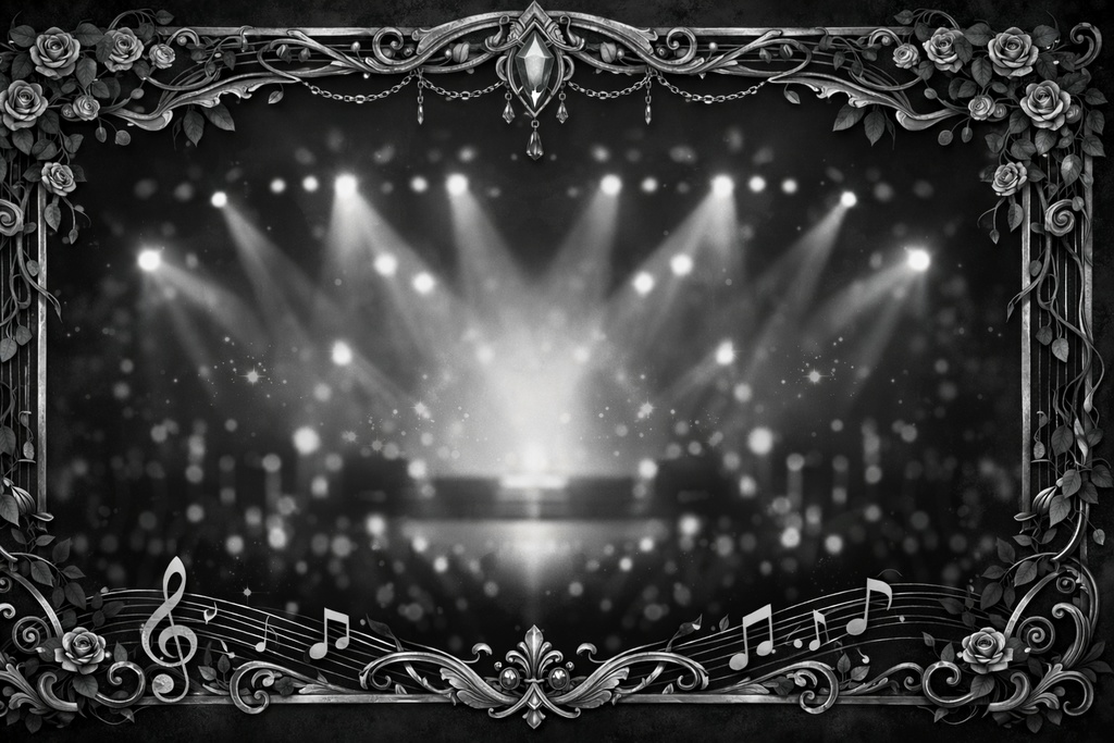 【配信用背景】ゴシック・ローズ：モノクロームホワイト（歌枠・雑談）