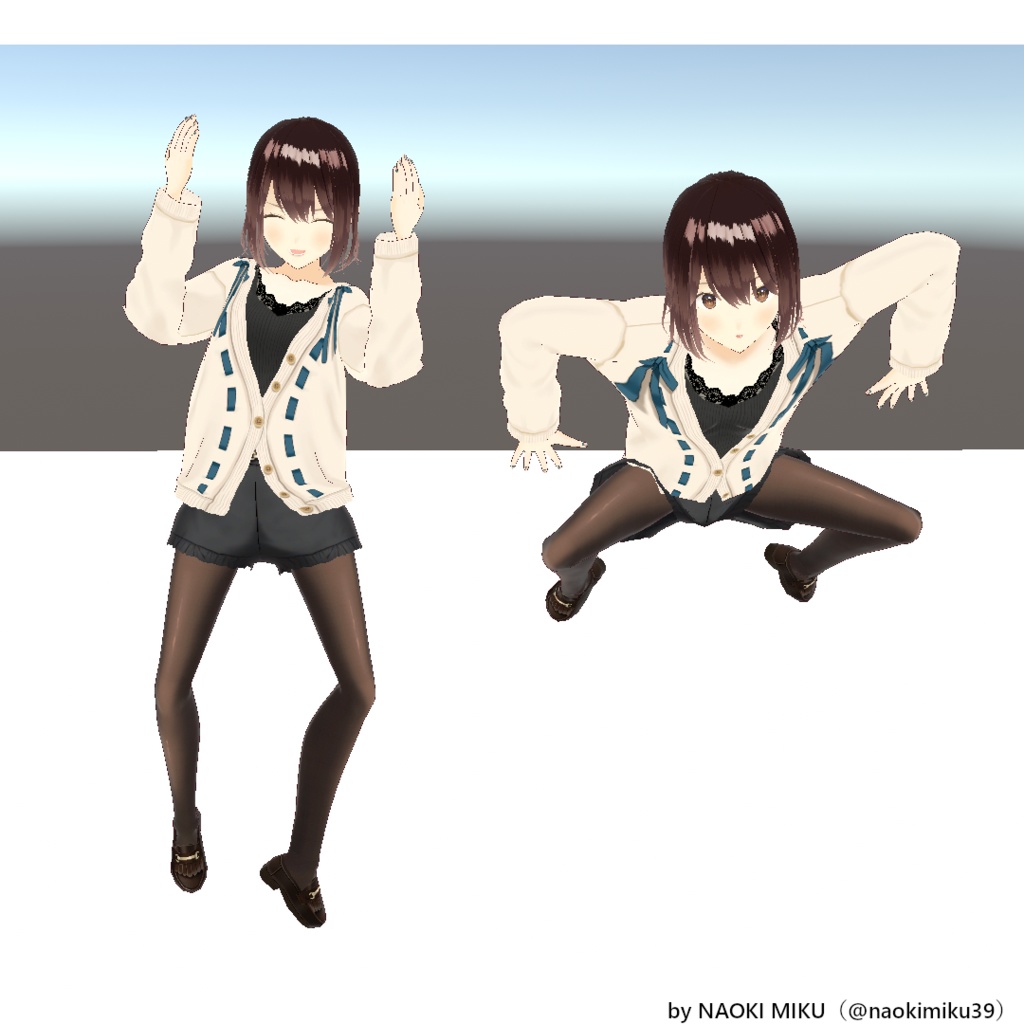 【無料】Unity 首狩り族ギャル ポーズ