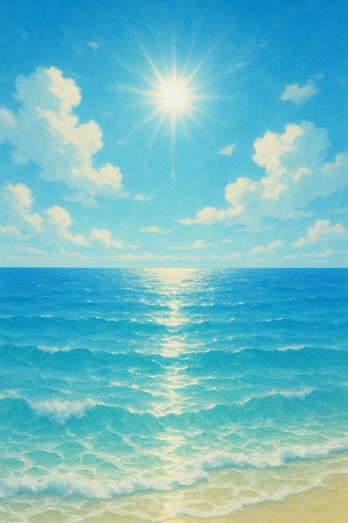 漫画背景素材集 Vol.3：朝の海（600px以下／商用利用OK）