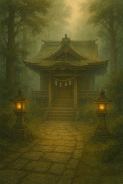 漫画背景素材集 Vol.5:神社と森の霊的風景セット(600px以下/商用利用OK)