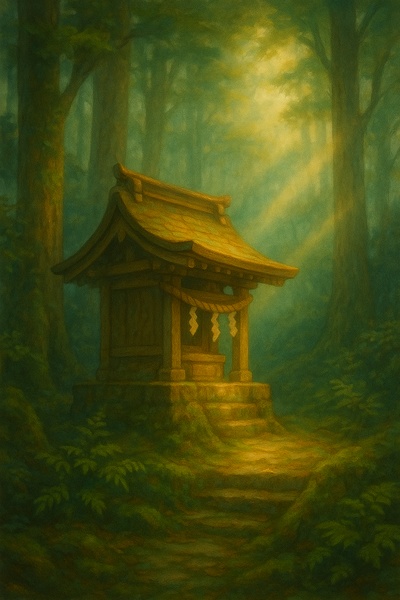 漫画背景素材集 Vol.5:神社と森の霊的風景セット(600px以下/商用利用OK)