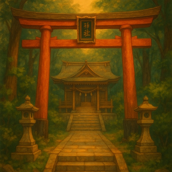 漫画背景素材集 Vol.5：神社と森の霊的風景セット（600px以下／商用利用OK）
