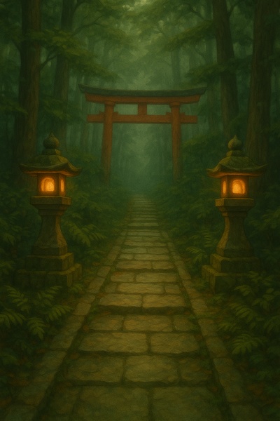 漫画背景素材集 Vol.5:神社と森の霊的風景セット(600px以下/商用利用OK)