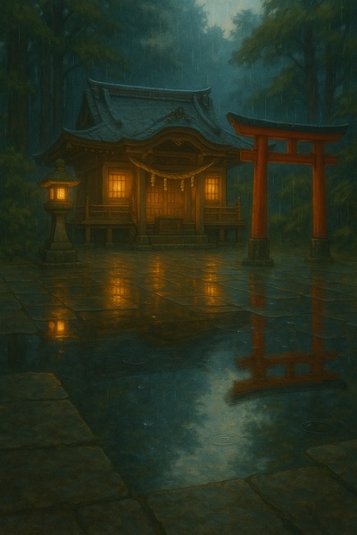 漫画背景素材集 Vol.5:神社と森の霊的風景セット(600px以下/商用利用OK)