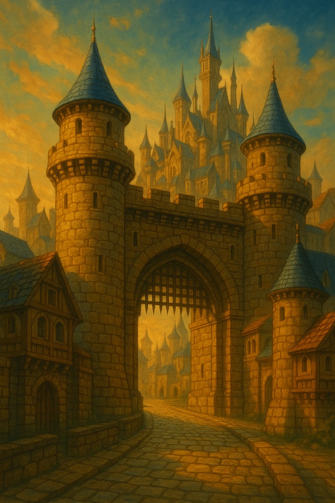 漫画背景素材集 Vol.6:異世界都市・ファンタジー街並みセット(600px以下/商用利用OK)