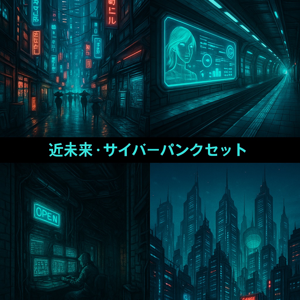 BG素材集 Vol.7：近未来・サイバーパンク背景セット（5種）