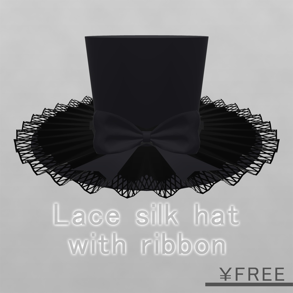 Lace silk hat with ribbon