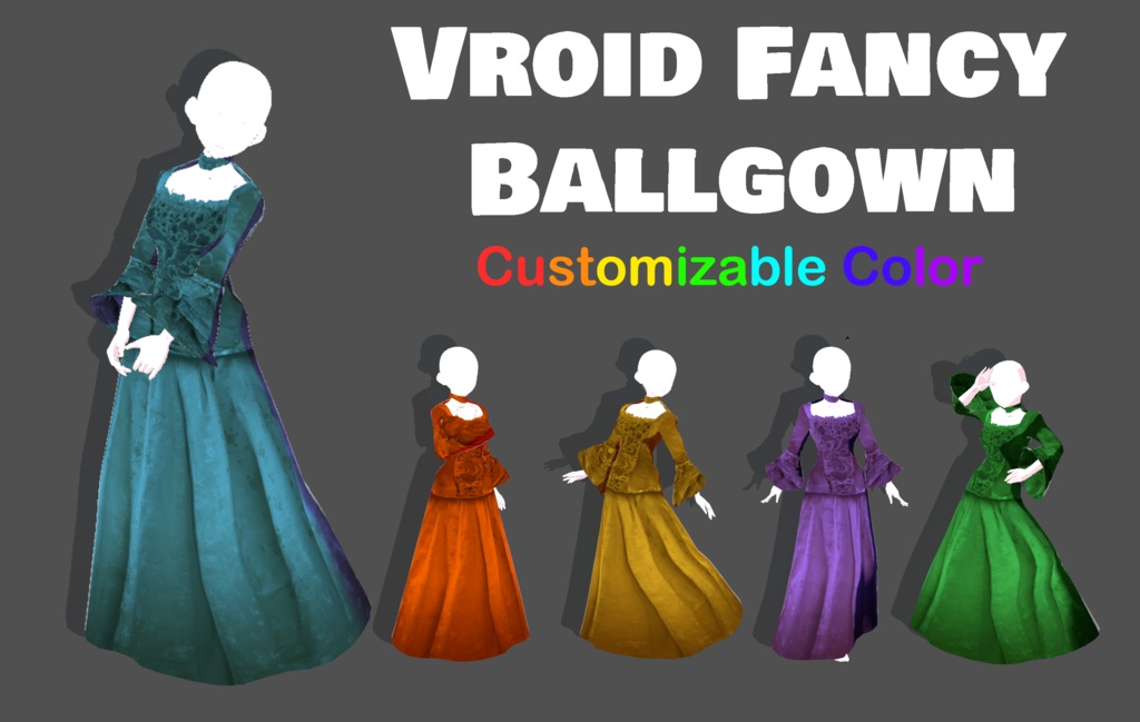 Customizable Ballgown VTuber Asset