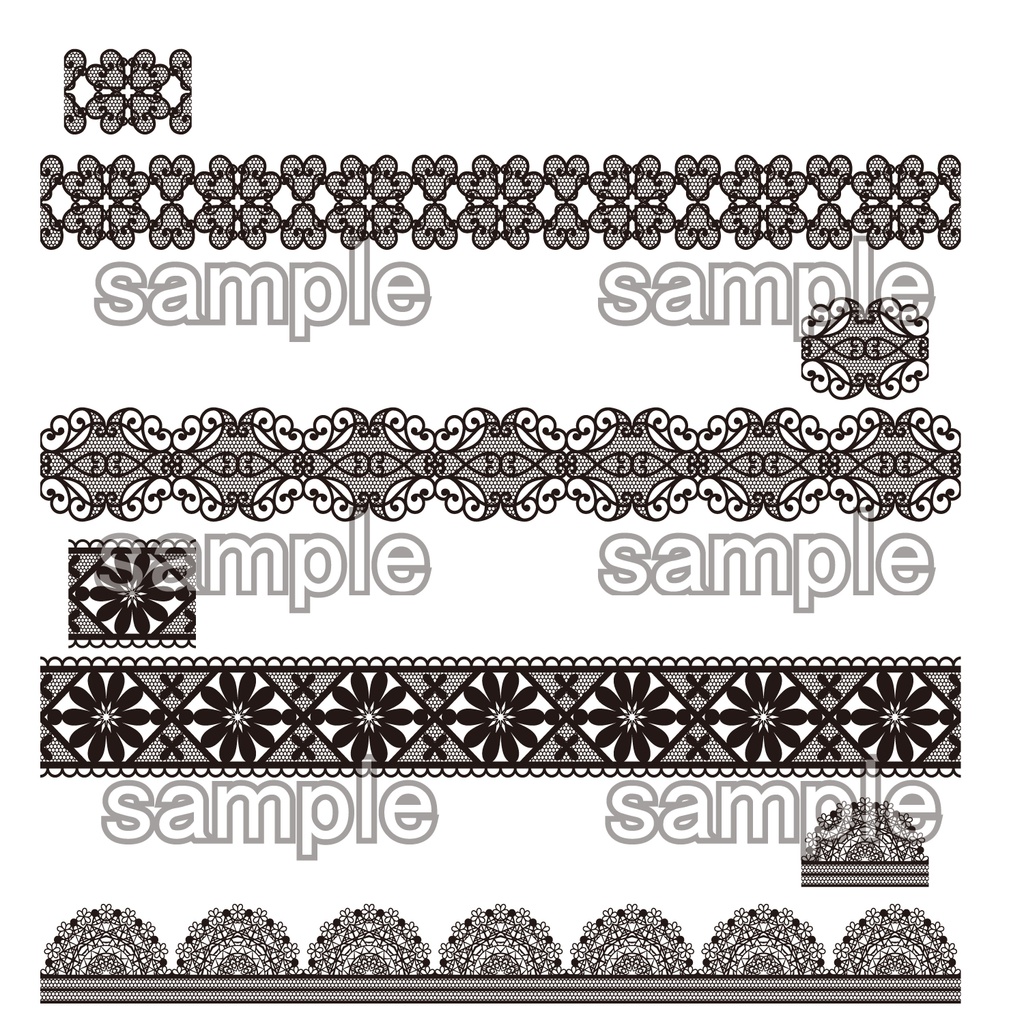 ゴシック調 服飾デザインパターン素材集 レース編 EPS・PNG・CLIP STUDIO PAINT・コミスタ・イラスタセット