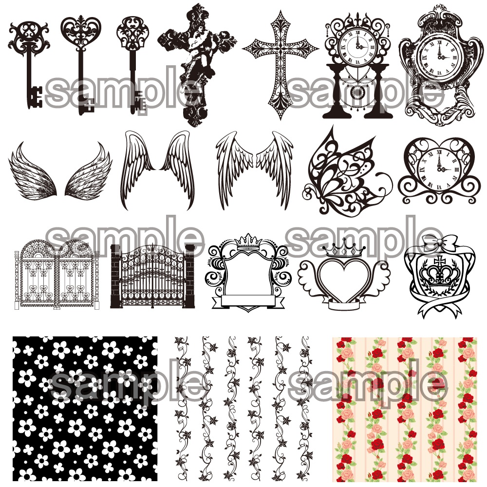 ゴシック調デザインパーツ素材集 オールインパック EPS・PNGセット