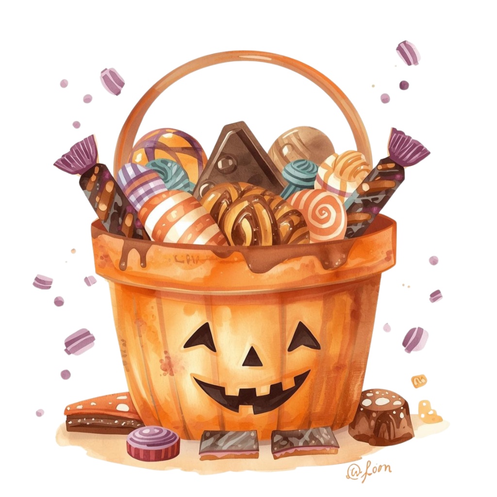 可愛い水彩画のハロウィンクリップアート 31点セット(PNG)