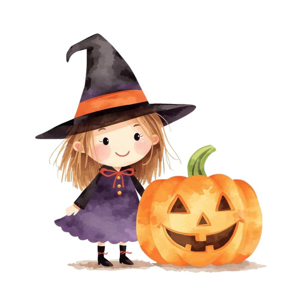 可愛い水彩画のハロウィンクリップアート 31点セット(PNG)