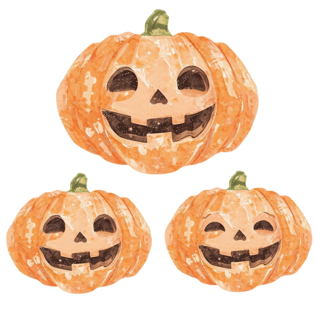 可愛い水彩画のハロウィンクリップアート 31点セット(PNG)