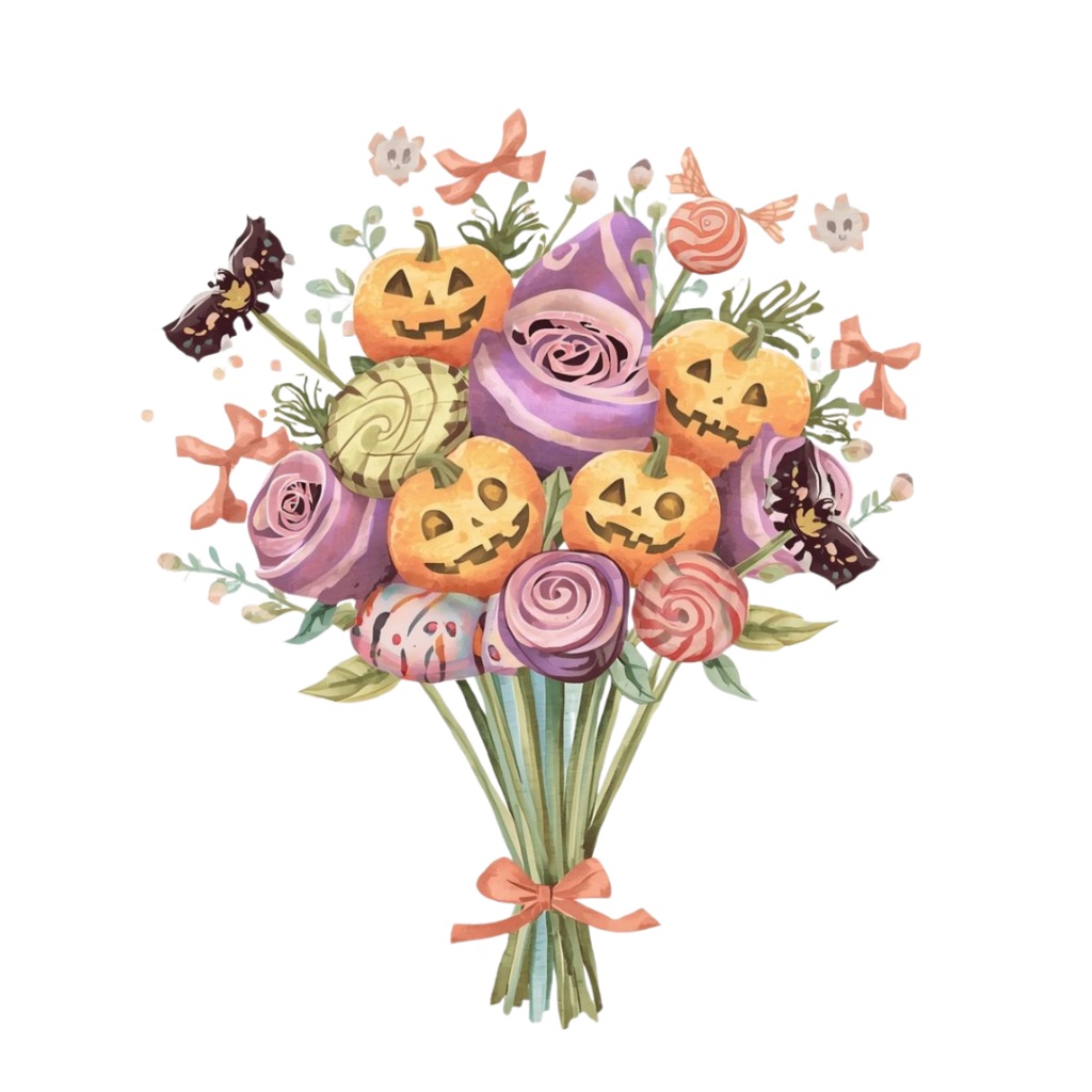 可愛い水彩画のハロウィンクリップアート 31点セット(PNG)