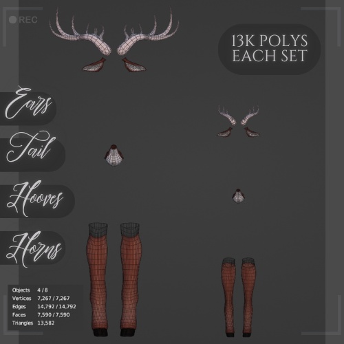 Reindeer hoof set - for male and female - personal only