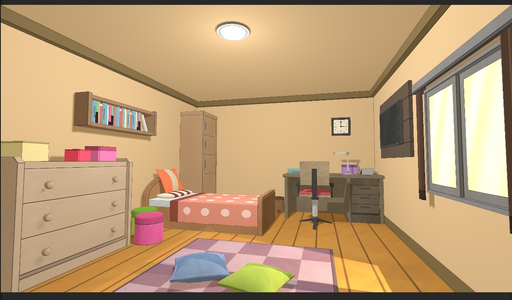 【VRChatワールドアセット】アニメ風のインテリアシーン