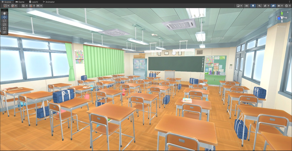 [VRChatワールドリソース] アニメ3Dから2Dへの変換レンダリング教室シーン