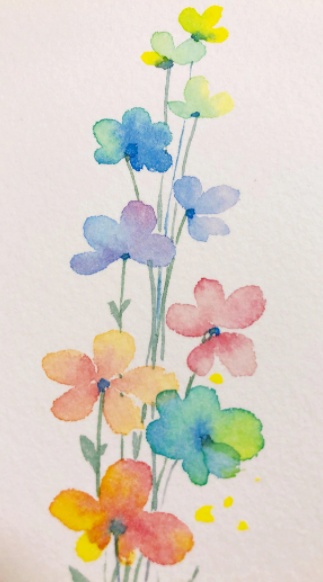 虹色の花-コスモス 透明水彩 小さな原画 - chiaoart - BOOTH