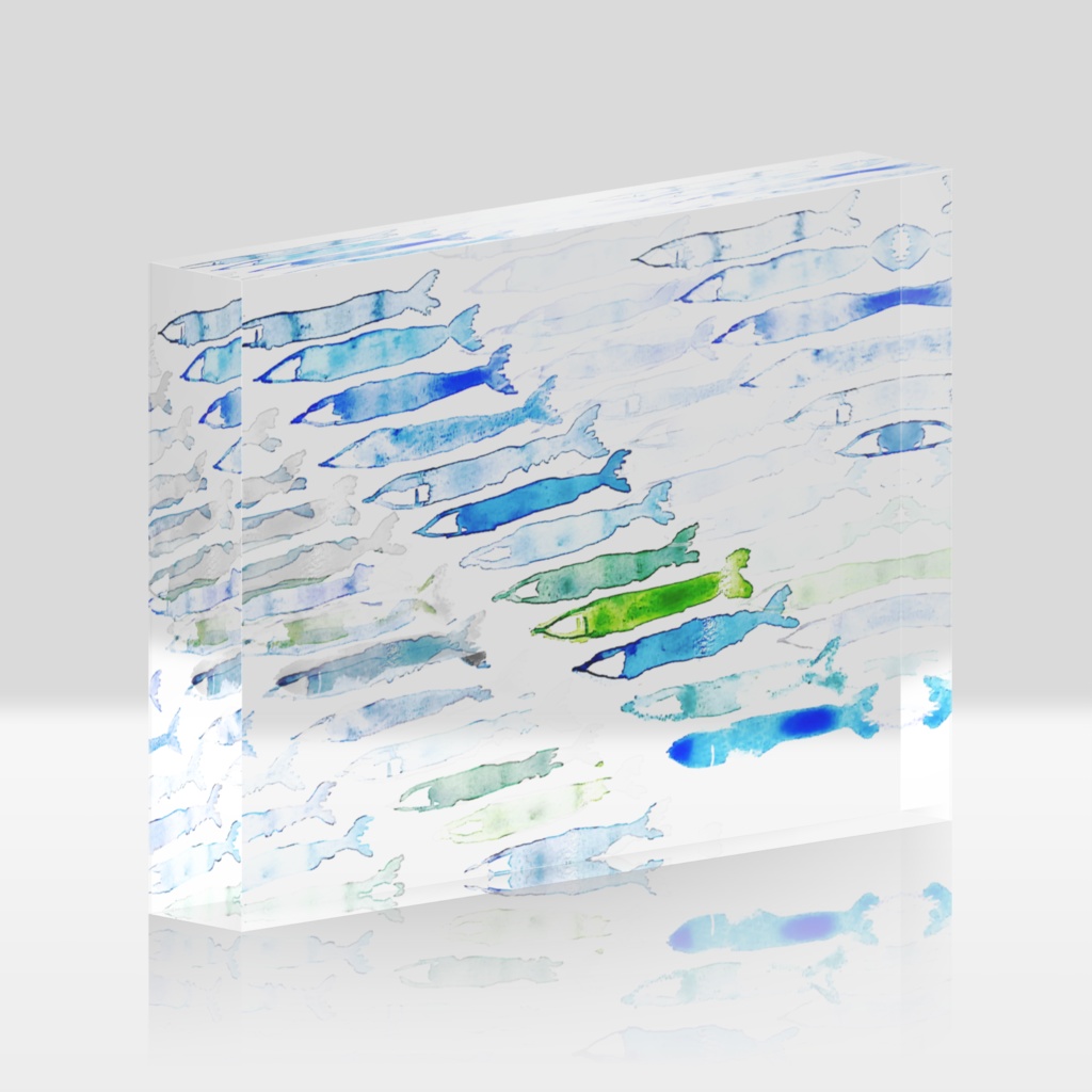 ハシナガサンマ アクリルブロック