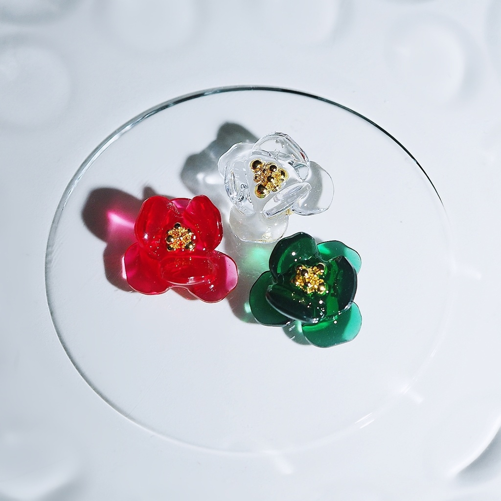 christmas color flower pierce 3点セット【イヤリング変更可】