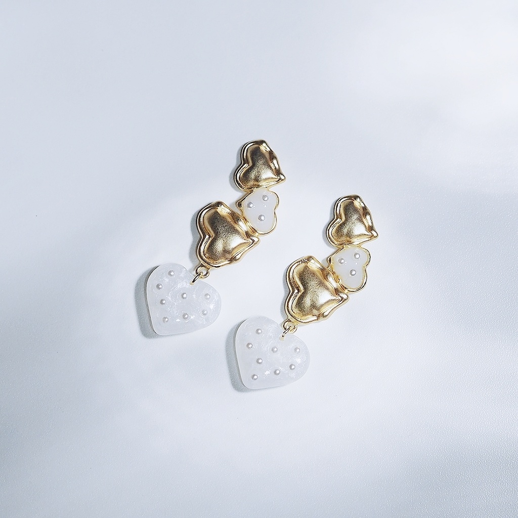 pearl × gold heart pierce ~white~ 【イヤリング変更可】