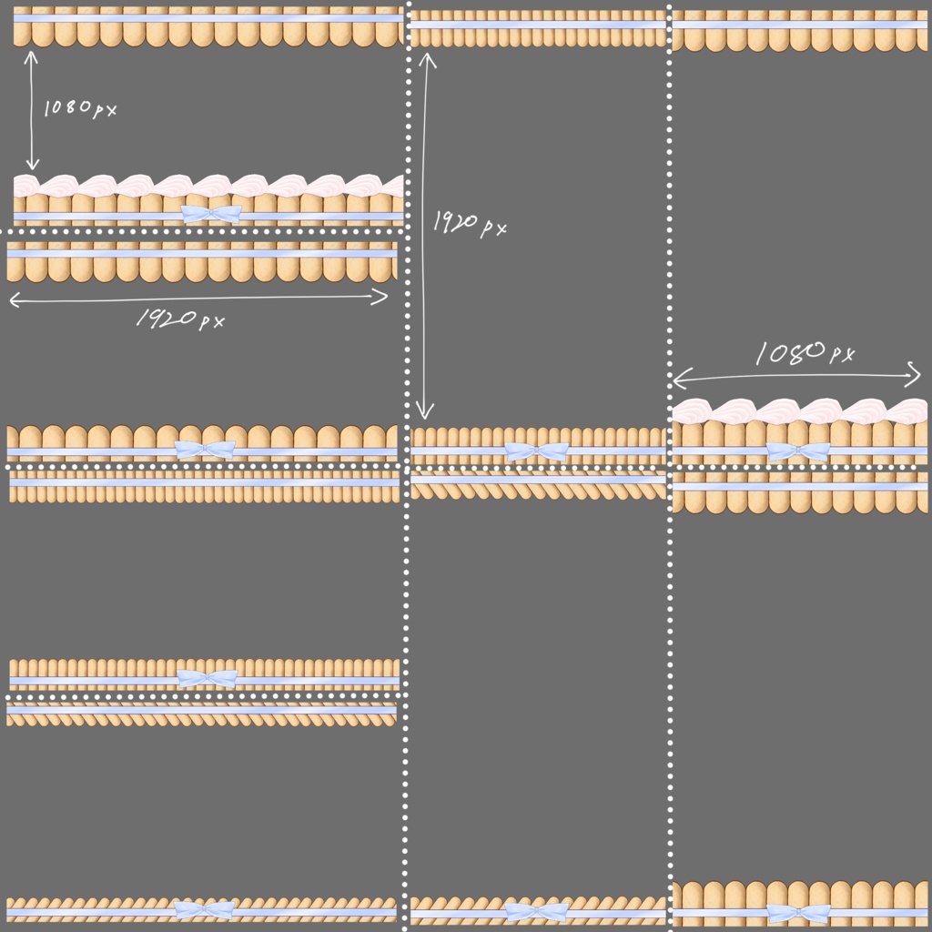 商用可◆ビスキュイ生地のケーキ風フレーム素材12個+イラストパーツセット