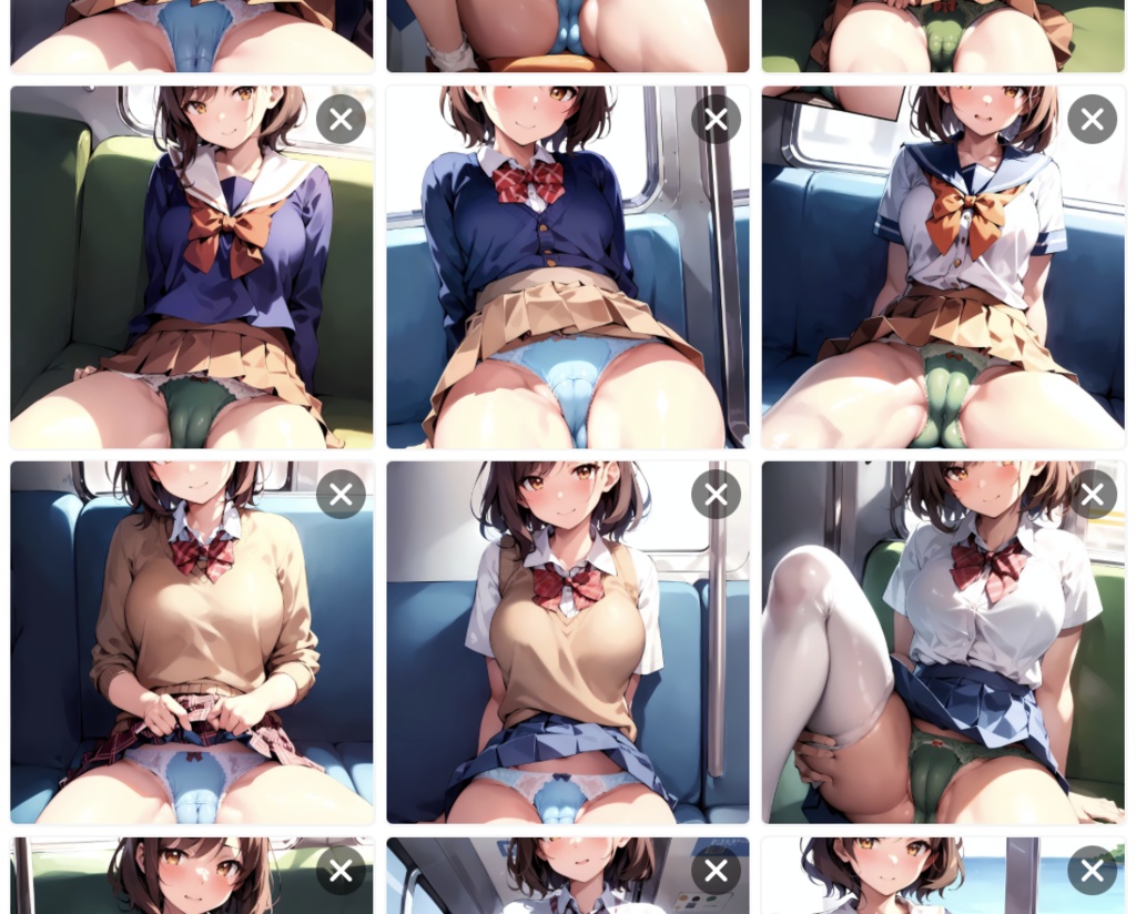 電車内で股を開いてパンツが丸見えな女の子集①②【70枚】