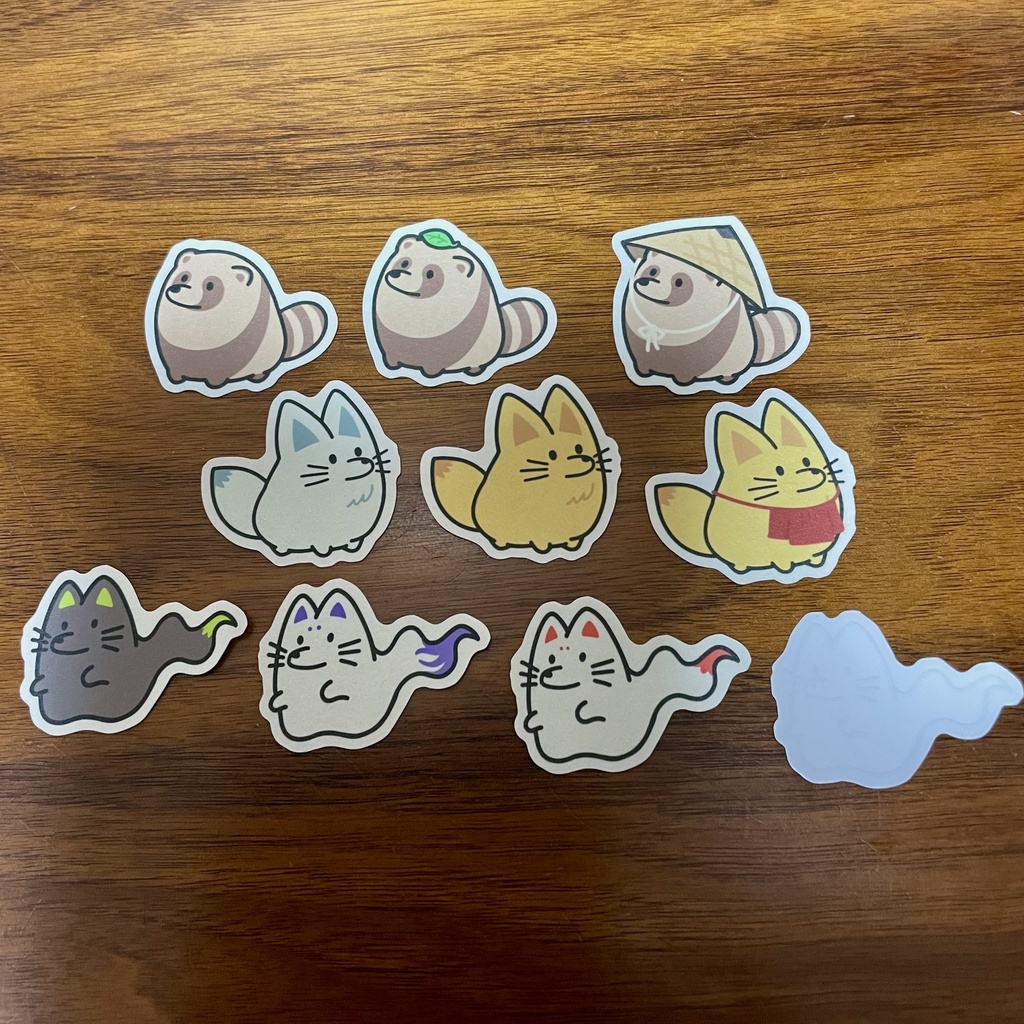 キツネとタヌキのシール