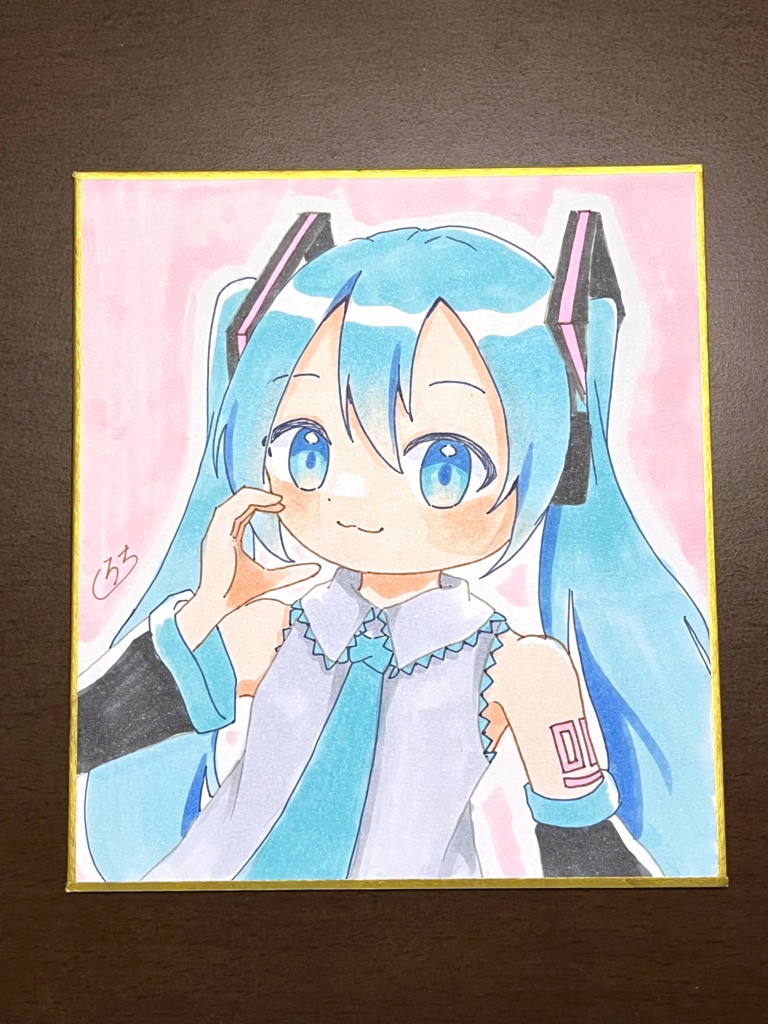 手描きミニ色紙 初音ミク