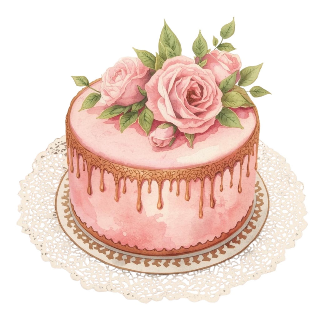 【水彩アンティーク】ピンクスイーツコレクション クリップアートセット Vol.1