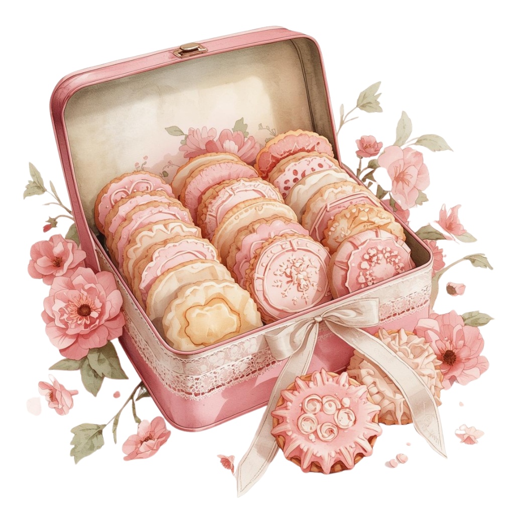 【水彩アンティーク】ピンクスイーツコレクション クリップアートセット Vol.1