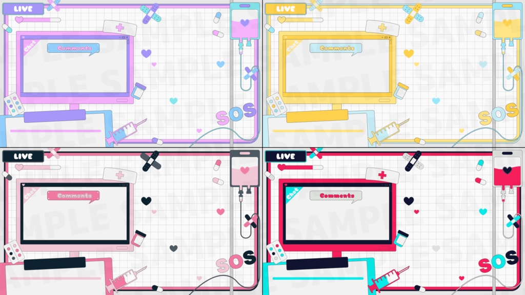 雑談配信画面 / ナースモチーフ【Vtuber・配信者向け】