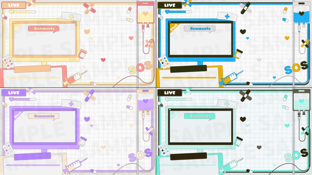 雑談配信画面 / ナースモチーフ【Vtuber・配信者向け】