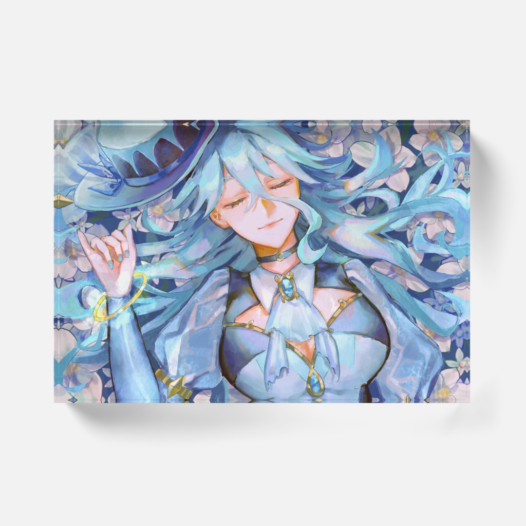 眠るアリエスの透明感溢れるアクリルブロック