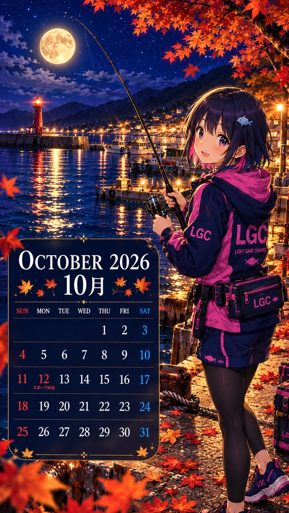 0月限定！カレンダー付きLGCオリジナルスマホ用壁紙