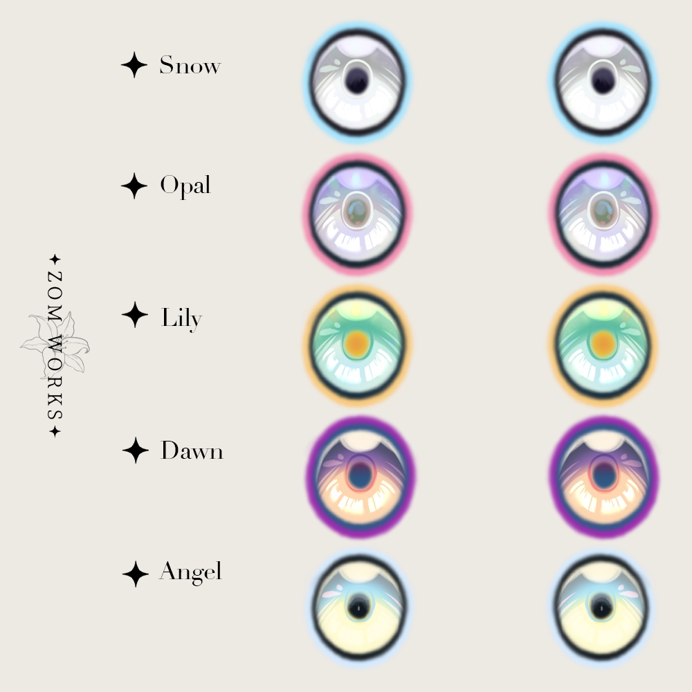 【VRoid】瞳テクスチャ5色-Paletone series-【無料配布】
