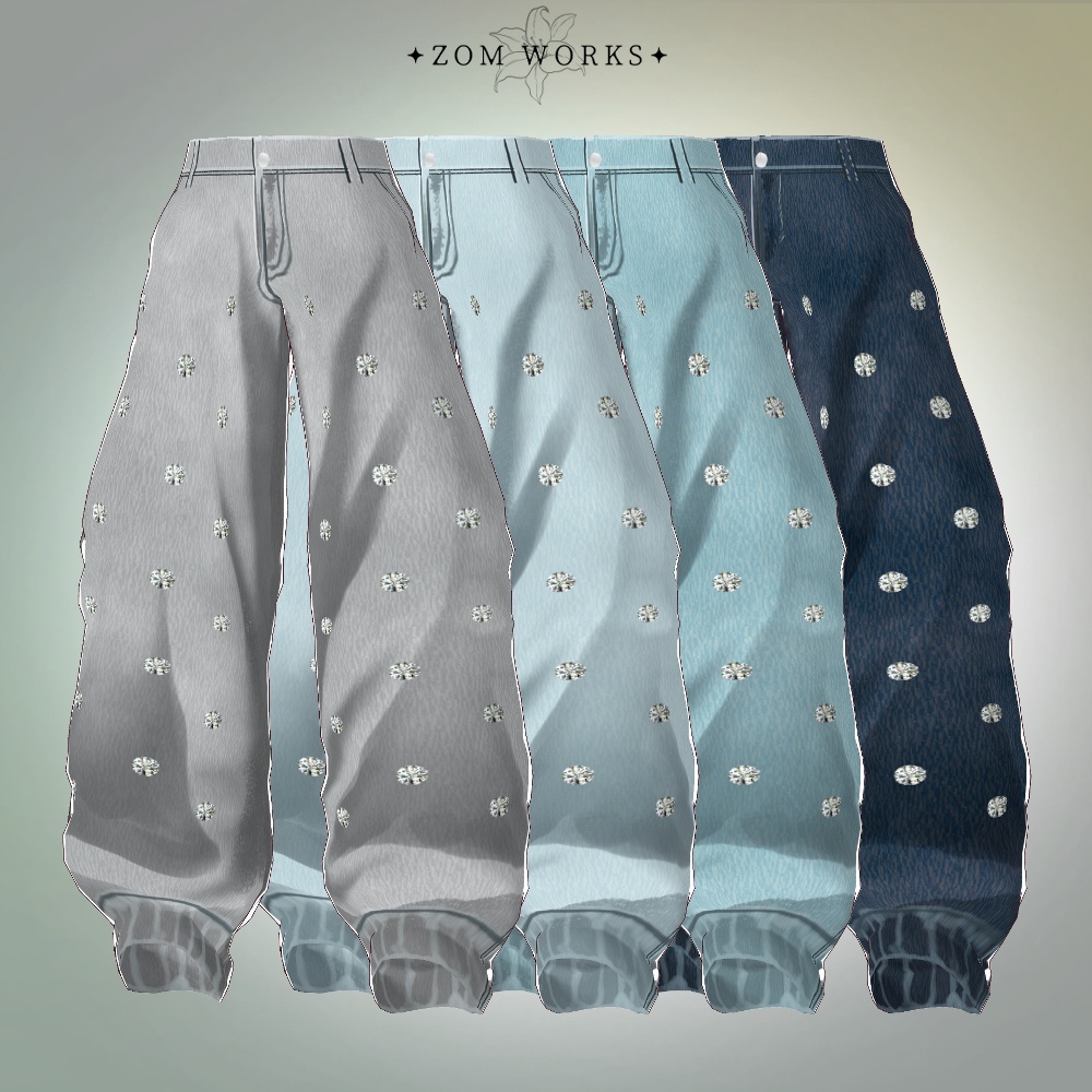 【VRoid】ラメインナー&ワイドビジューデニムパンツ