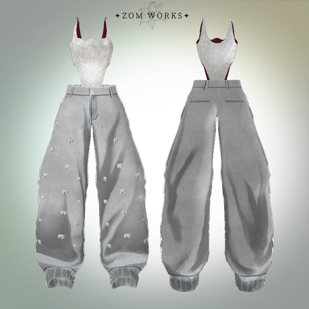 【VRoid】ラメインナー&ワイドビジューデニムパンツ