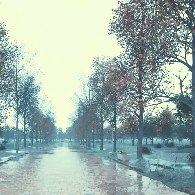 【うごく配信用背景素材】やすらぎの並木道(フリー素材あり)