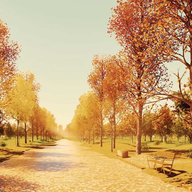 【うごく配信用背景素材】やすらぎの並木道(フリー素材あり)