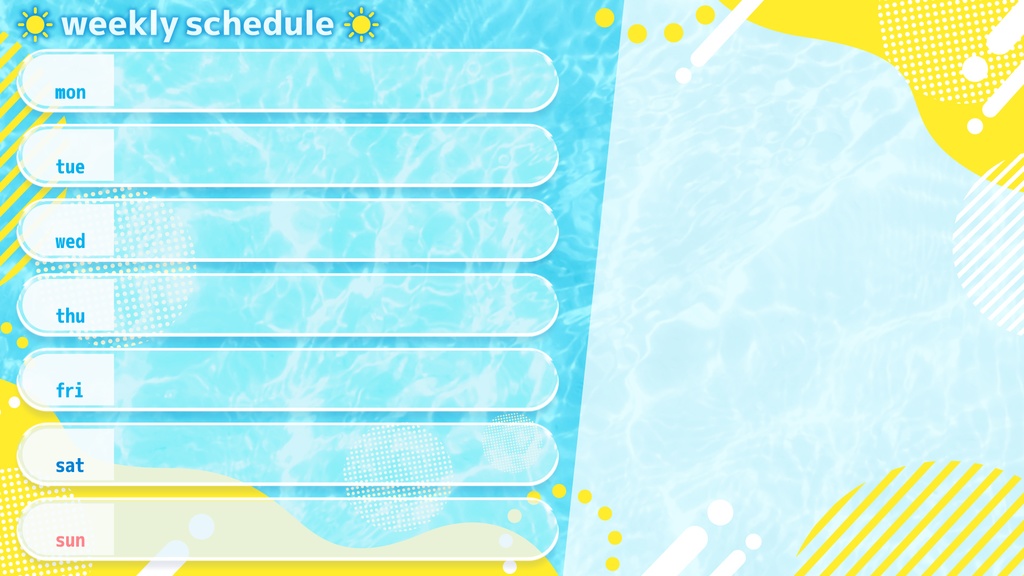 週間スケジュール表素材【2024 Summer】