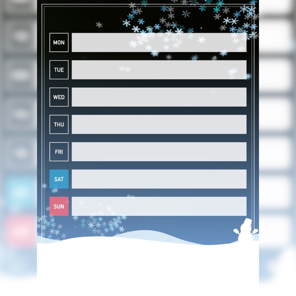 週間スケジュール表素材【2025 雪】
