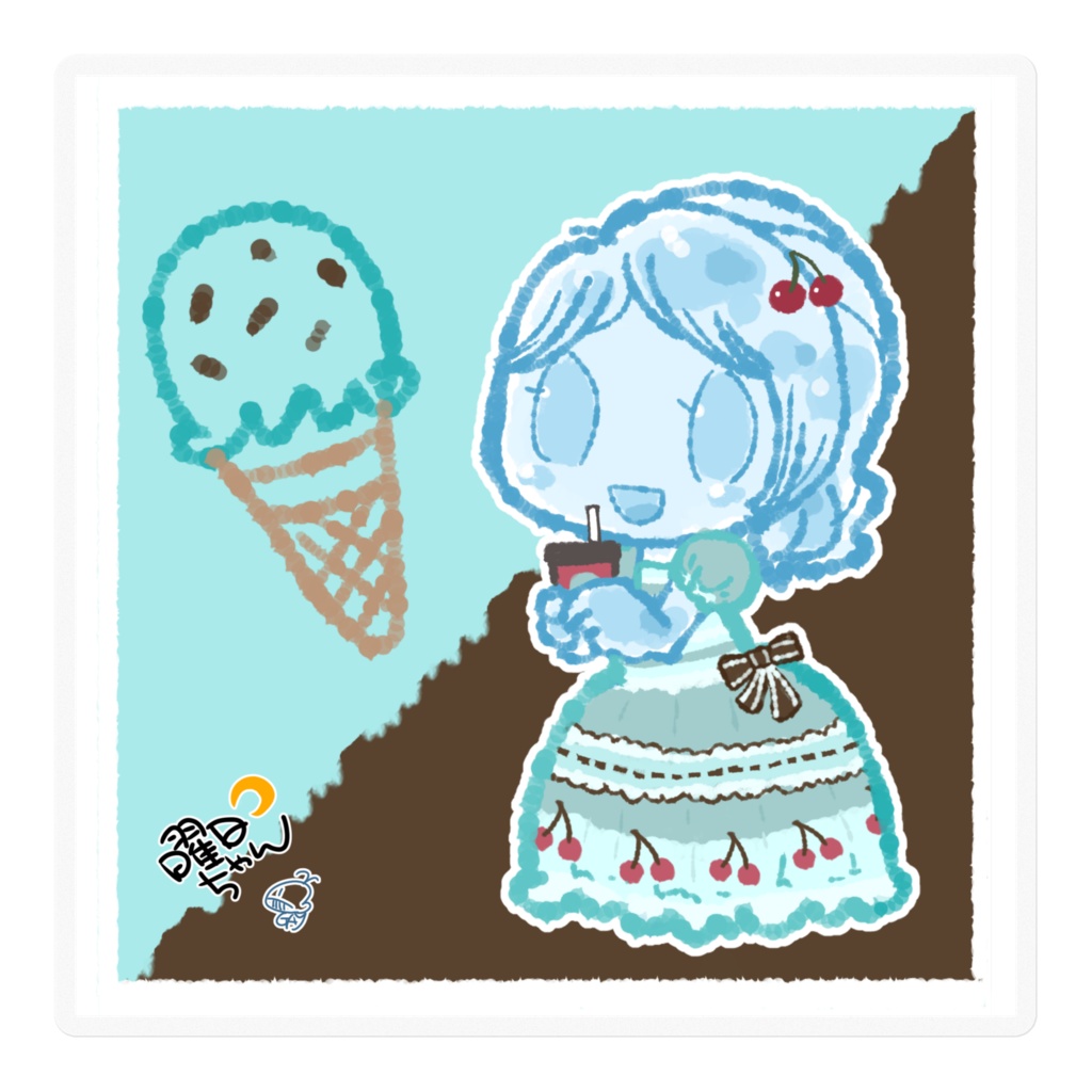 【ようびちゃん】チョコミントすいようびちゃんステッカー