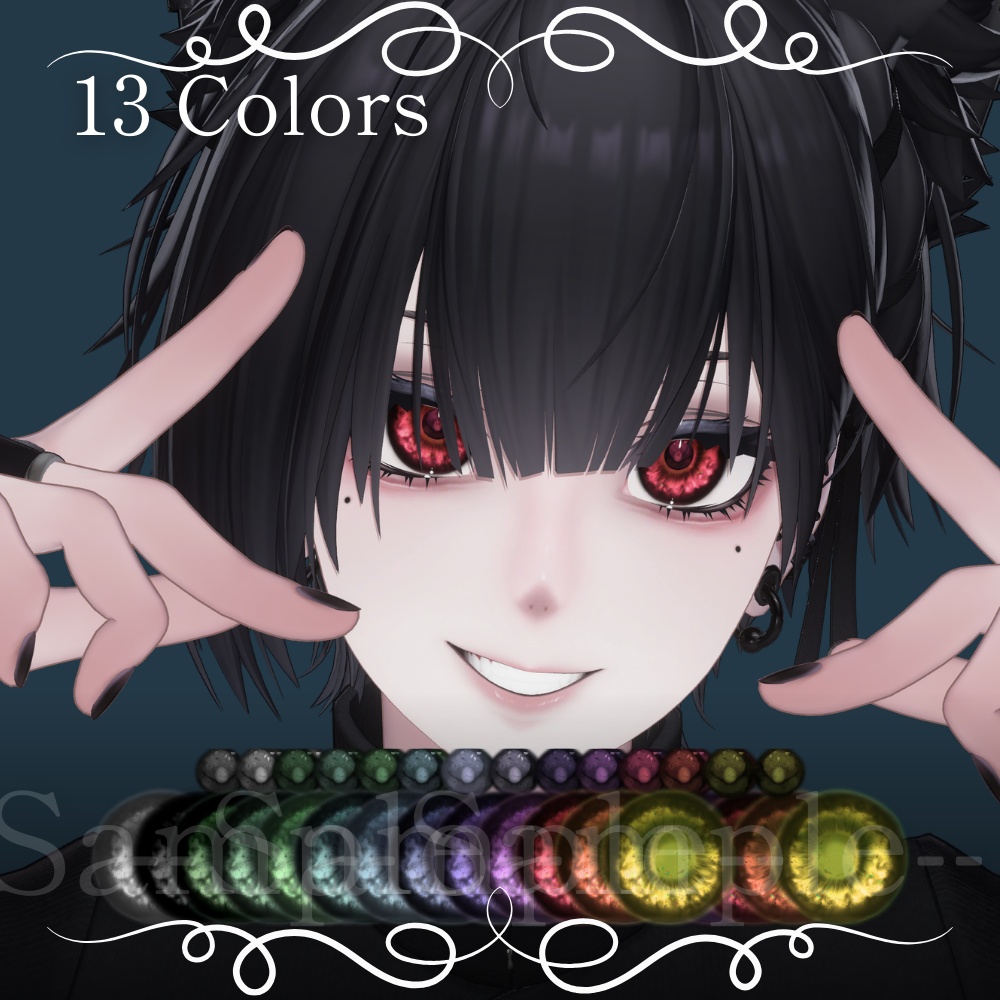 【VRChat Textures】泣夜 -Nakiya- 「Velum」Make Up & Eye Textures (13 Colors) + PSD